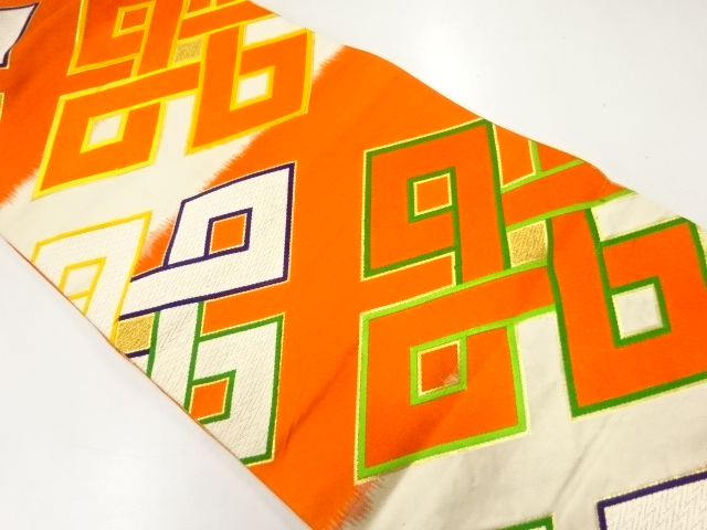 アンティーク　抽象模様織出し袋帯（材料）